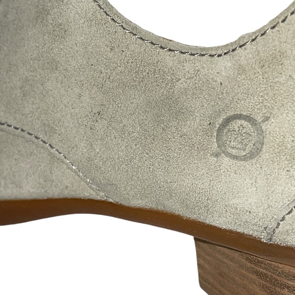 Born Women's Shoes Size 11 Gray Leather Upper Lace Up Slip On Block Heel - Picture 6 of 12